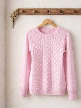 Talbots Pink Wool Blend Argyle Sweater